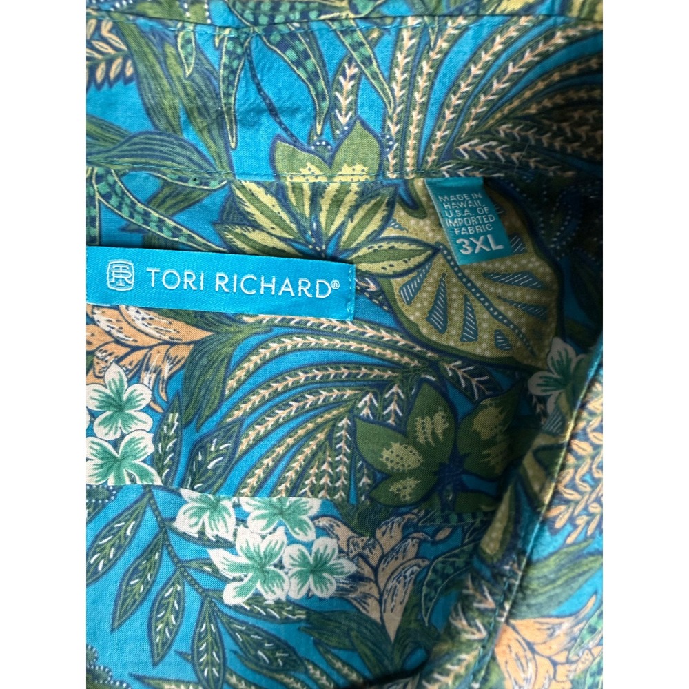 Tori Richard Shirt Mens 3XL Blue Excellent 1956 MK01 Tropical Cotton Lawn Aloha - Picture 2 of 9